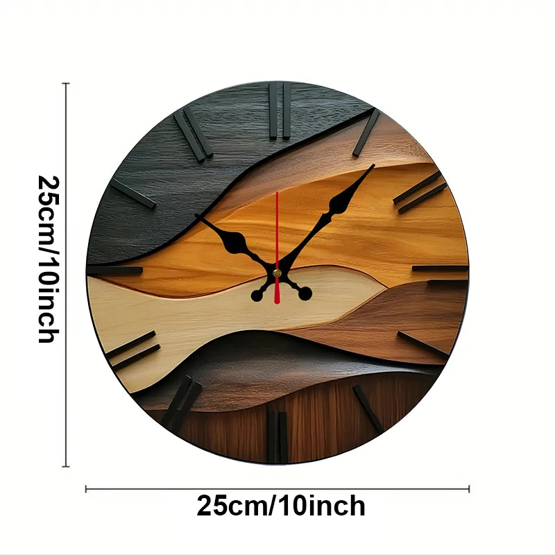 Nordic-Style Round Silent Fiberboard Wall Clock – Flat 2D Decorative Design
