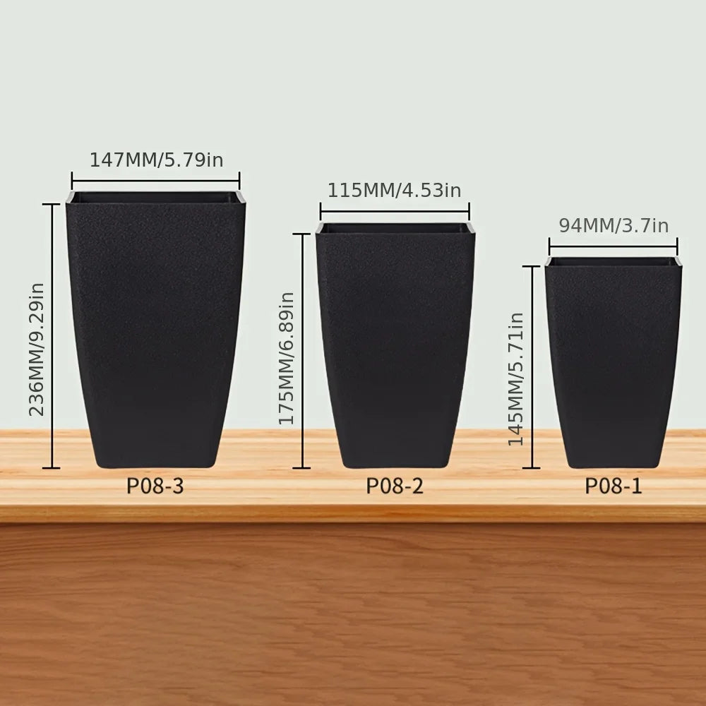 Modern Black Plastic Standing Flower Pot