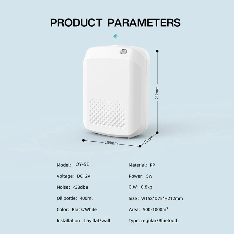 Wall Mounted Waterless Essential Oil Diffuser with Bluetooth