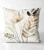 Neutral Botanical Floral Leaf Polyester Pillow Cover – 4 Designs, 4 Sizes