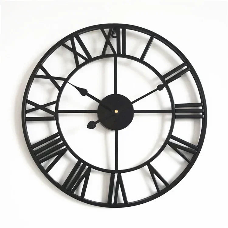 40 cm Nordic Metal Roman Numeral Wall Clock – Antique-Style Quartz Indoor/Outdoor Decor, 4 Finishes