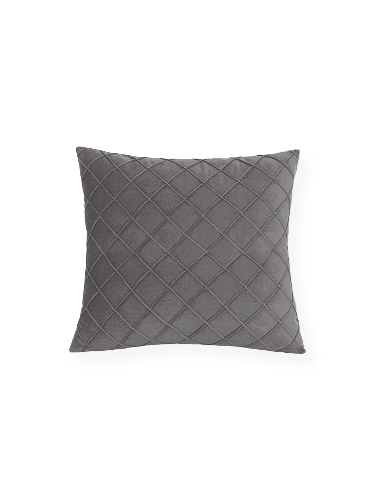 Diamond-Texture Velvet Pillow Cover – Gray, Aquamarine & Yellow