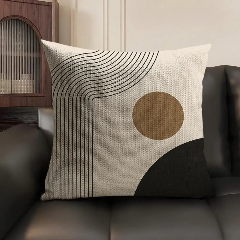 Minimalist Geometric Line Pillow Cover – Design 5, 5 Sizes