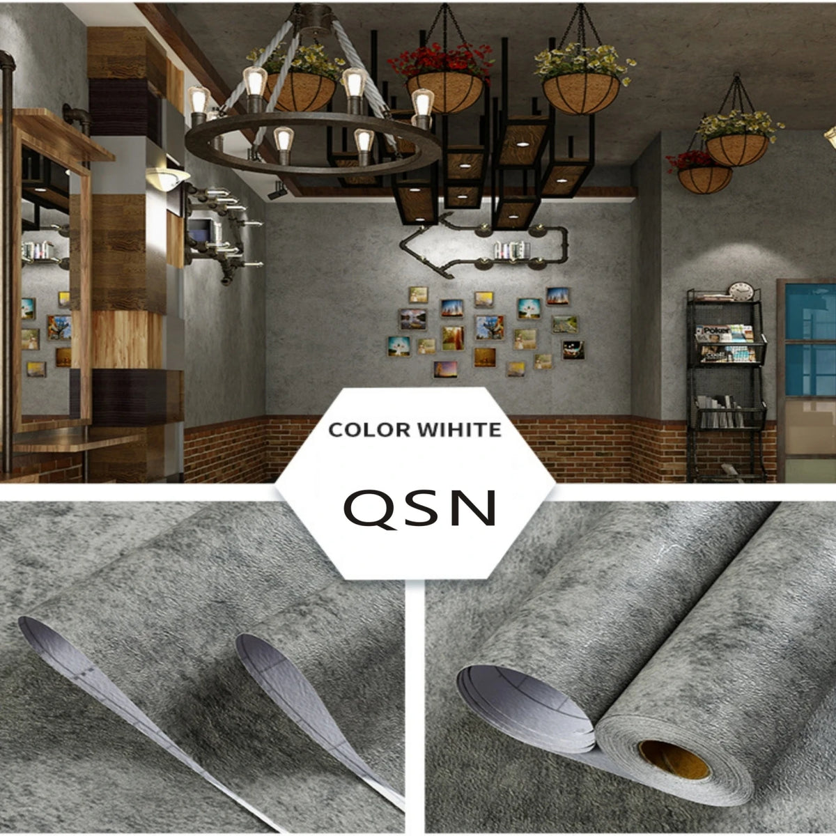 Vinyl Waterproof Self-Adhesive Wallpaper Vintage Cement Gray Wall Contact Paper Store Bedroom Livingroom Renovation Stickers PVC