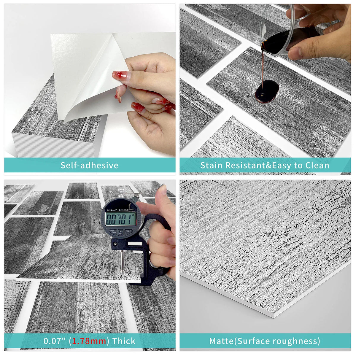 16-Piece Retro Grey Wood 3D Foam Peel-and-Stick Tile Stickers – Waterproof, Heat-Resistant & Scratch-Resistant