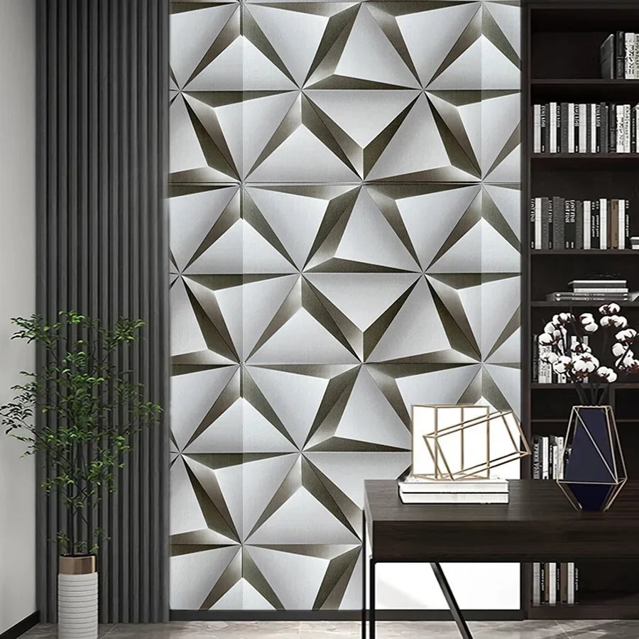 Black & Gray PVC Self-Adhesive Wallpaper for TV Background, Dining Room, Living Room & Bedroom