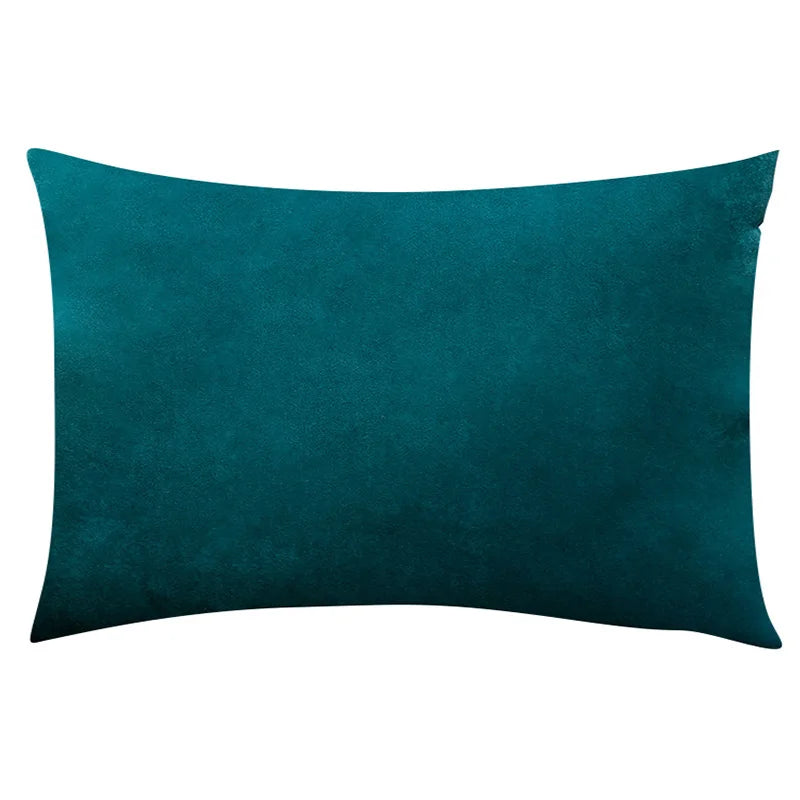 Blue & Teal Solid Velvet Lumbar Pillow Cover – Soft Woven Fabric, 1 Piece, 11.81 × 19.69 in (30 × 50 cm)