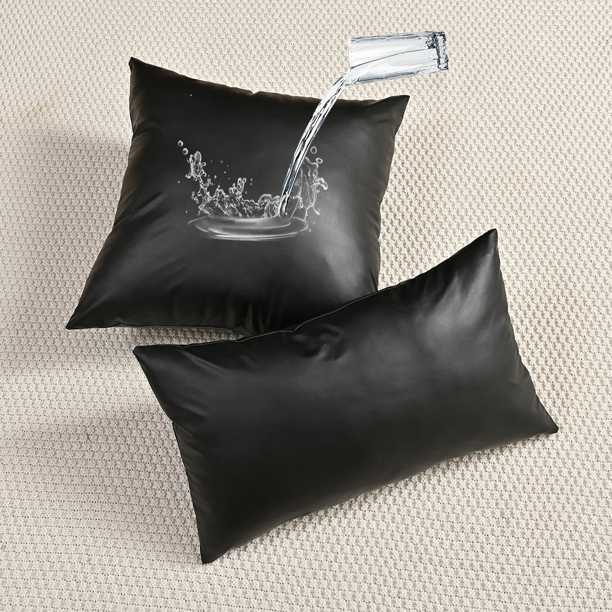 Waterproof Leather Square Pillow Cover – 17.72 or 19.69 in (45 or 50 cm), 1 Piece