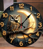 Moonlight Owl Silent Wall Clock – Round Wood or Acrylic Quartz Decor, 2 Designs