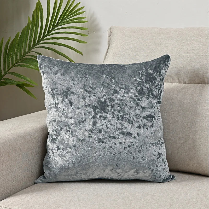 Gray Crushed-Look Polyester Velvet Pillow Cover – Deep or Light Gray, 1 Piece, 40–70 cm Square, 30 × 50 or 50 × 70 cm Rectangle