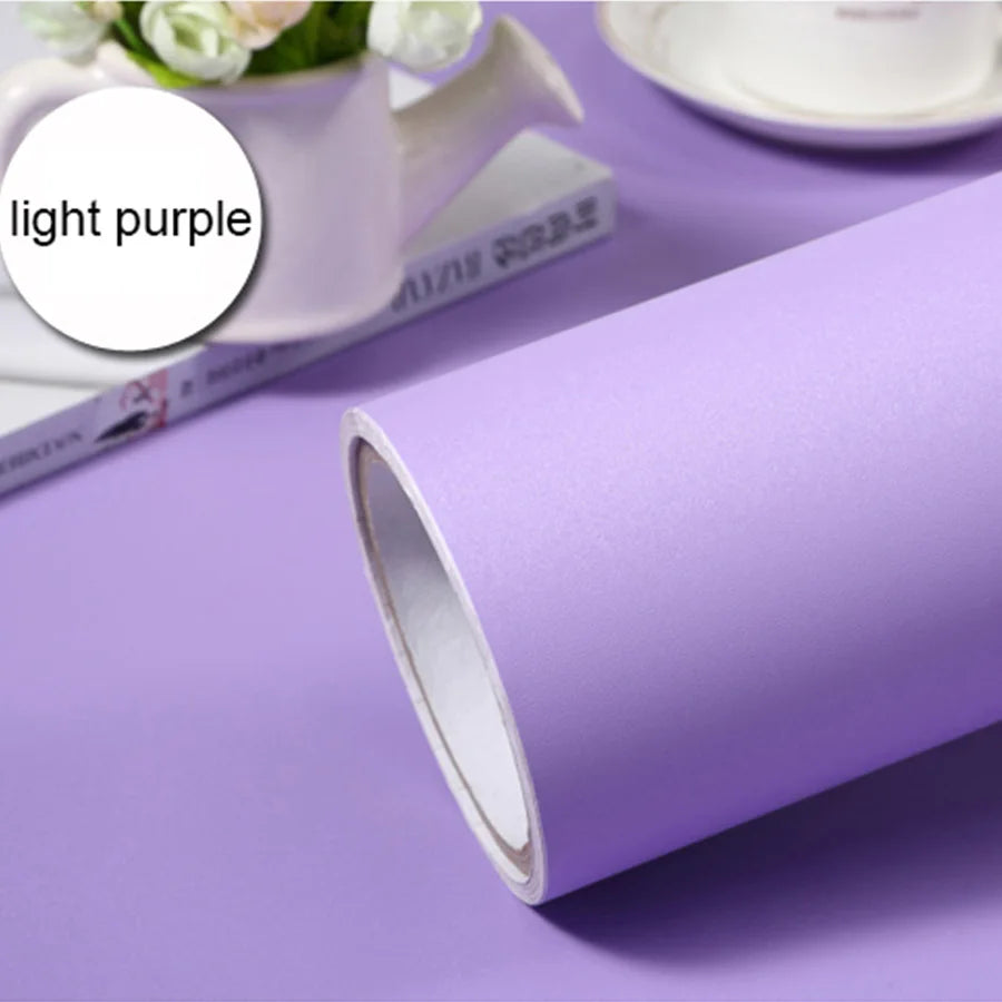 5m Pure Gray Waterproof Extra-Thick PVC Peel-and-Stick Wallpaper – Mould-Resistant for Bedrooms, Cabinets & Furniture