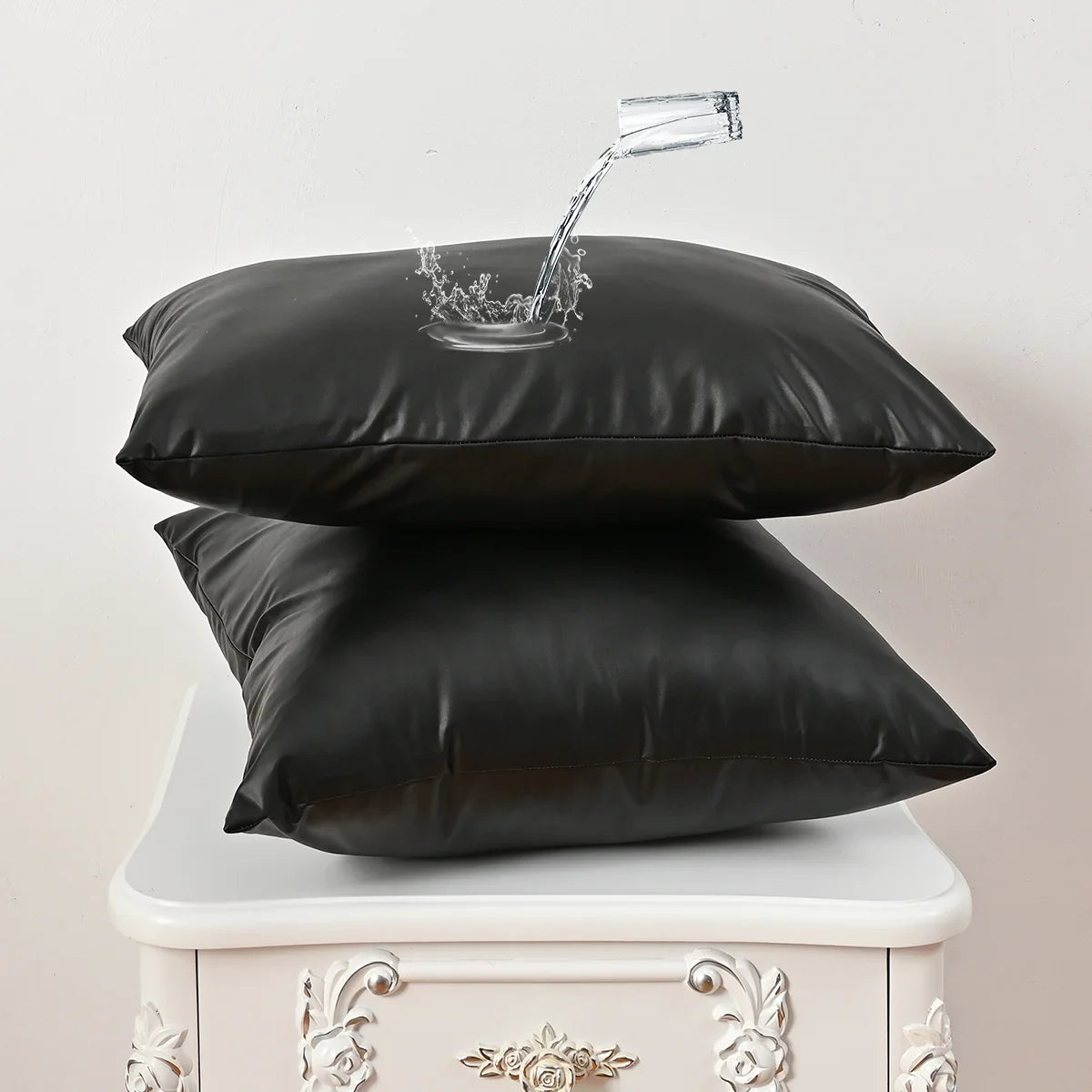 Waterproof Leather Square Pillow Cover – 17.72 or 19.69 in (45 or 50 cm), 1 Piece