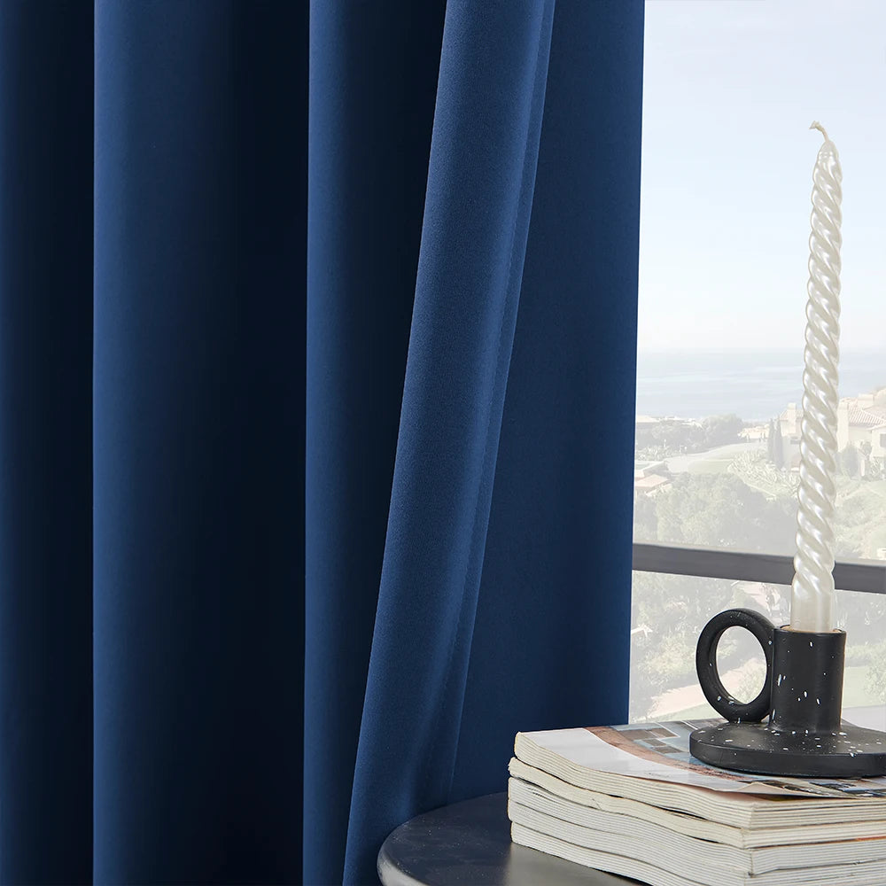 Navy Blue 70%–90% Grommet Semi-Light Blocking Curtain Panel
