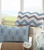Lake Blue Geometric Linen-Blend Lumbar Pillow Cover – 4 Designs, 2 Sizes