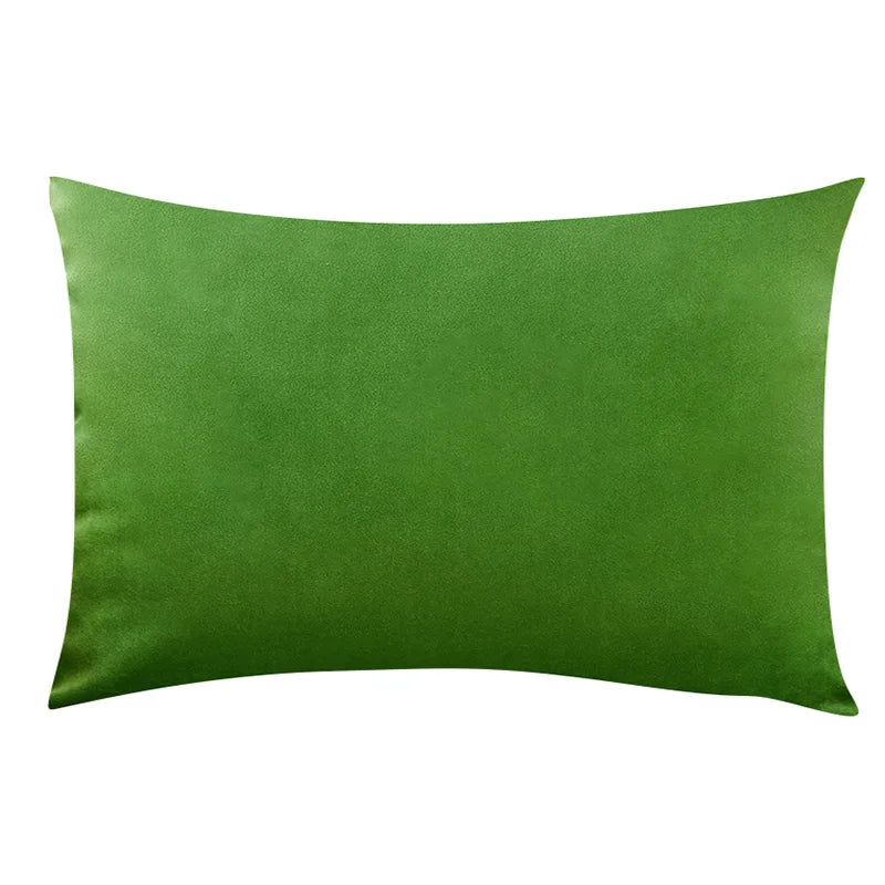 Green Shades Solid Velvet Lumbar Pillow Cover – Soft Woven Fabric, 1 Piece, 11.81 × 19.69 in (30 × 50 cm)