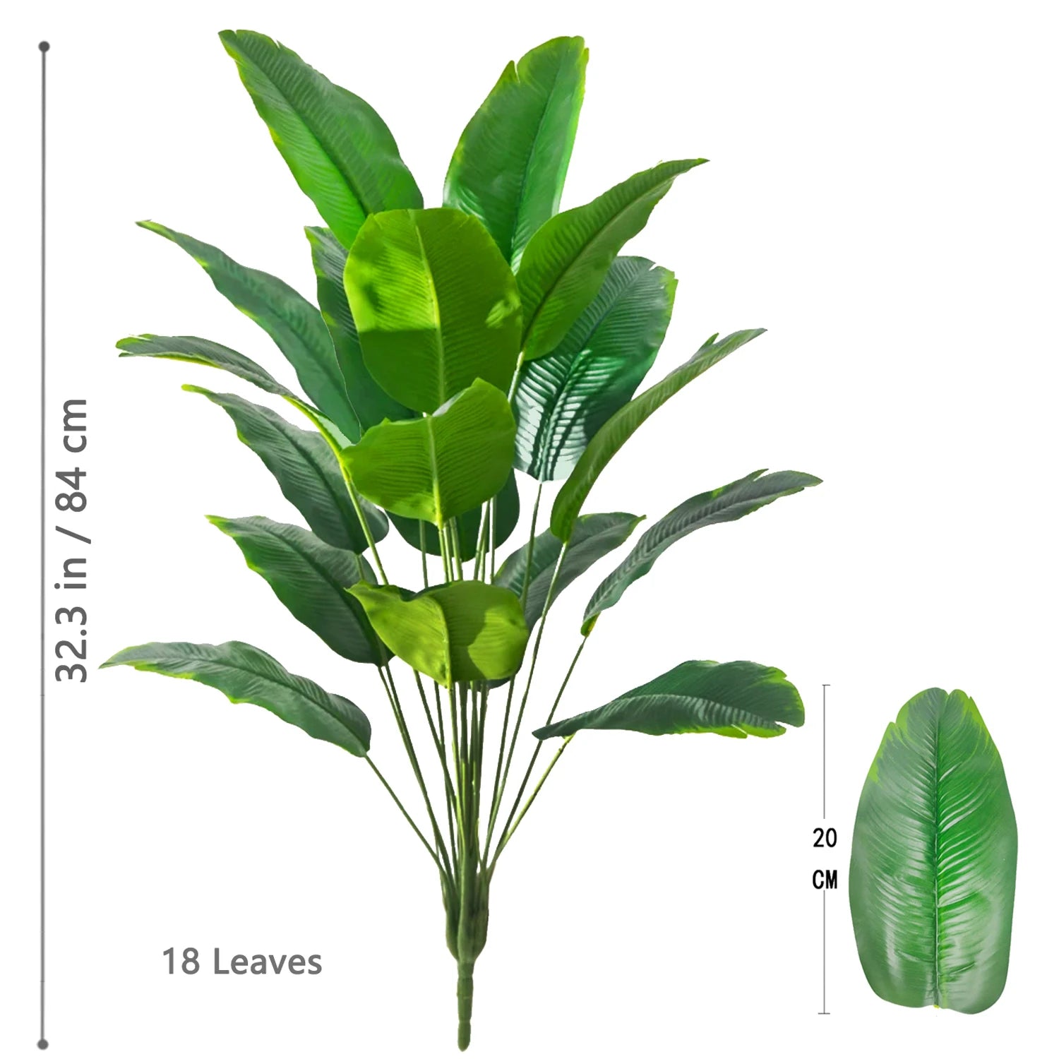 Large Artificial Bird of Paradise Plant Leaves – Real Touch Tropical Strelitzia Faux Greenery for Home & Garden Decor