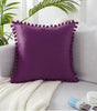 Pink, Purple or Burgundy Velvet Pom-Pom Throw Pillow Cover, 15.75–19.69 in, Cover Only
