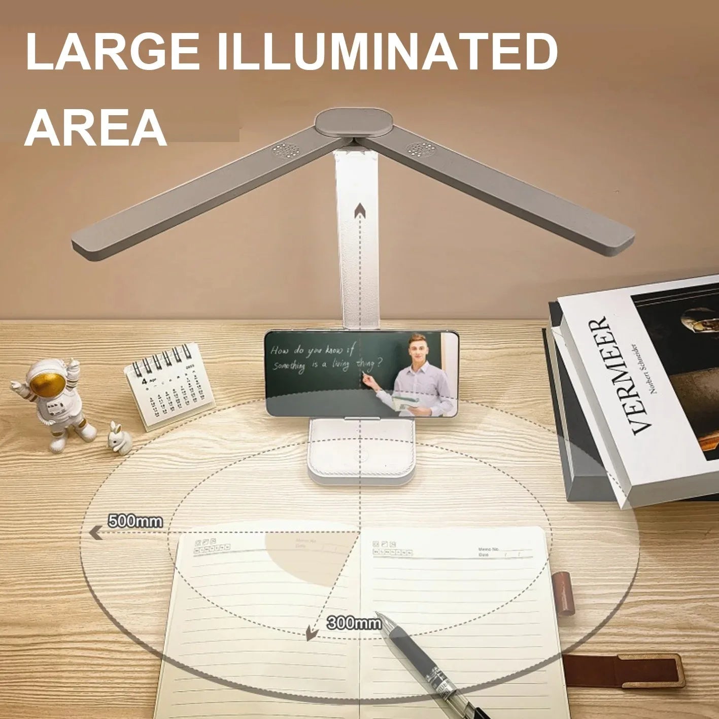 LED Desk Lamp – 3-Level Touch Dimmable, Foldable Eye-Caring Reading Light, USB Plug-In or Rechargeable Bedside Table Lamp