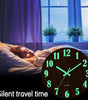 12'' Luminous Wall Clock, Silent Non-Ticking Wooden Clock with Glow-in-the-Dark Numbers, Nordic Style Night Light Wall Clock