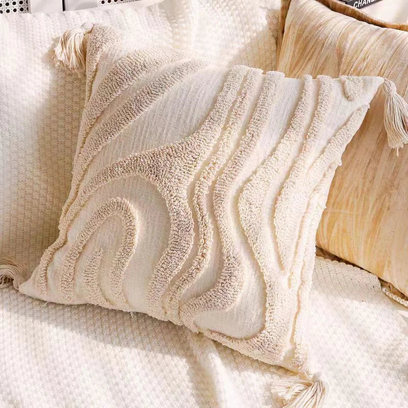 Bohemian Geometric Textured Throw Pillow Cover, 17.72 × 17.72 in, 10 Designs, Cover Only