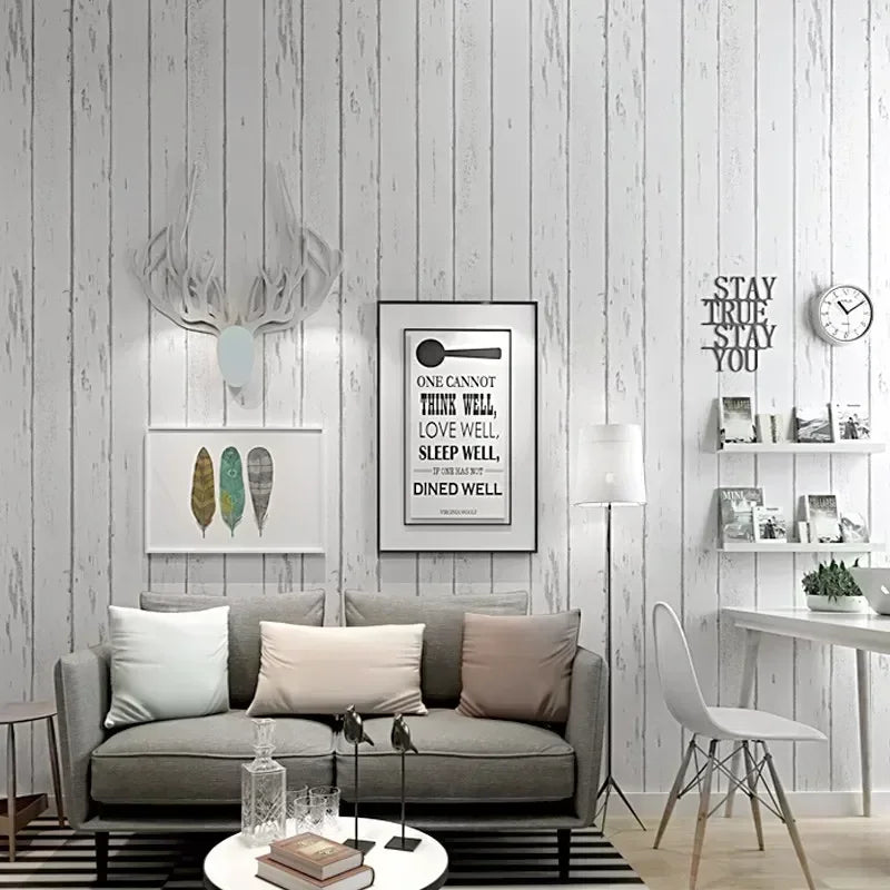 White Wood Grain Peel and Stick Wallpaper | Self-Adhesive Vinyl Wall & Furniture Covering