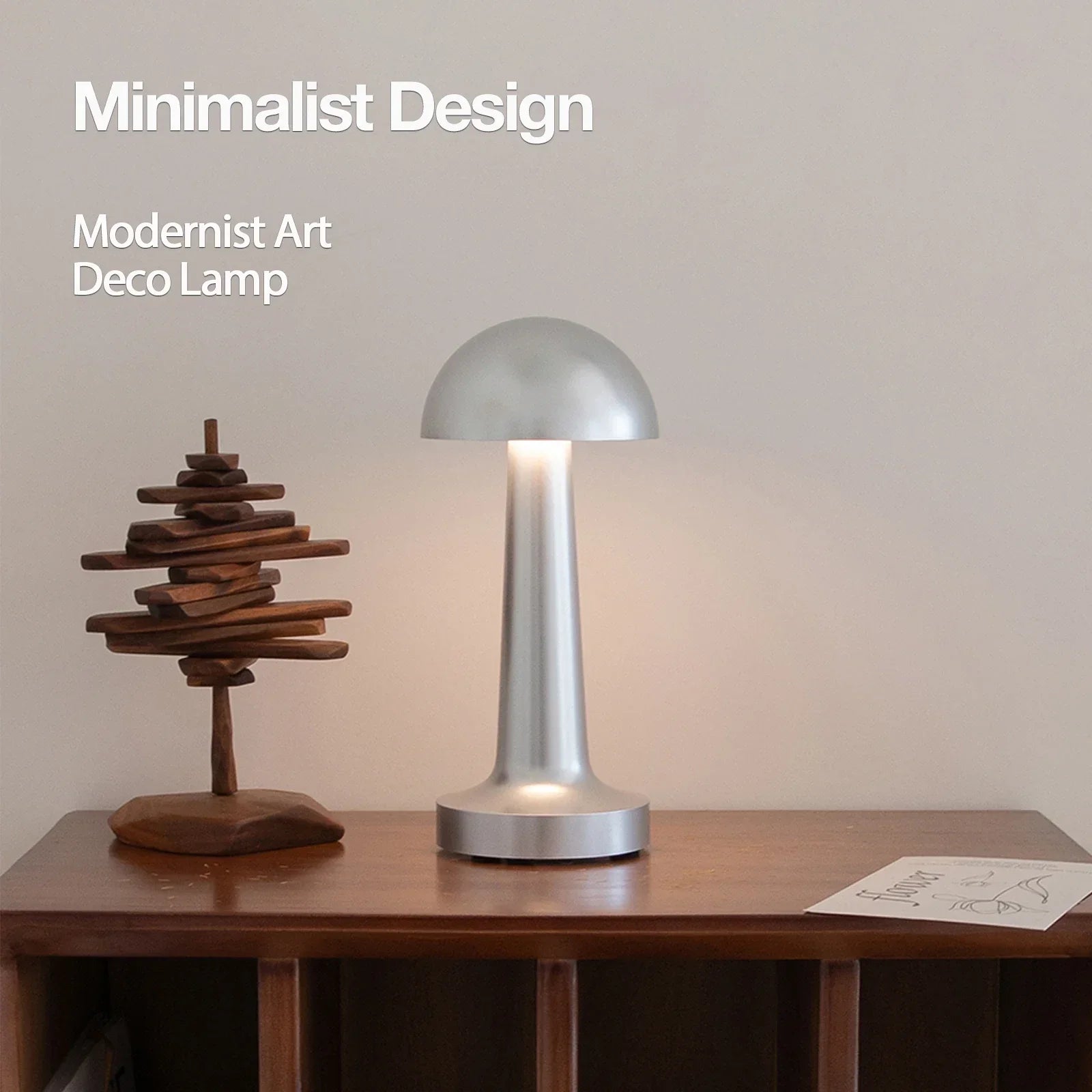 Modern LED Table Lamp – USB-C Rechargeable, Touch Control, 3 Color Modes & Stepless Dimming Metal Bedside Desk Lamp