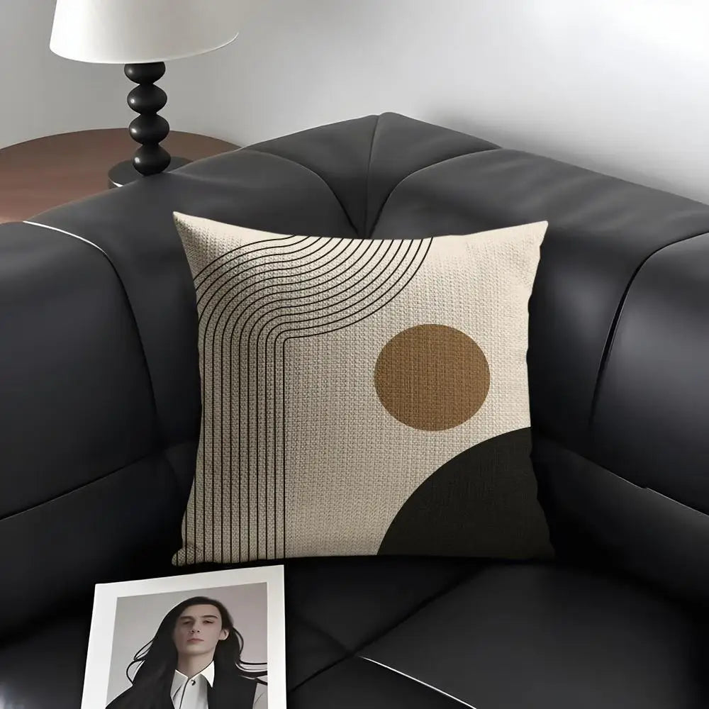 Minimalist Geometric Line Pillow Cover – Design 5, 5 Sizes