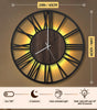 24-Inch LED Roman Numeral Wall Clock – Silent Battery-Operated Wood & Iron Decor