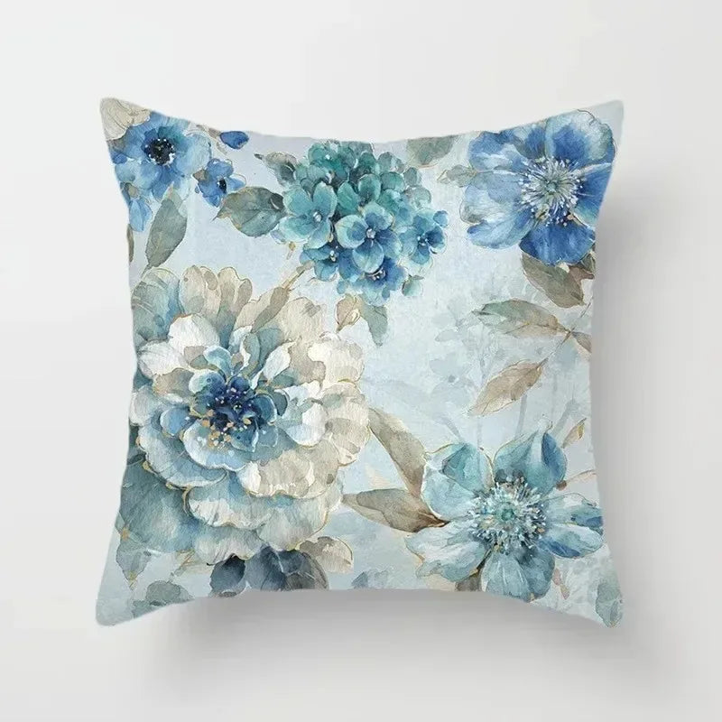 Ginkgo & Floral Polyester Pillow Cover – 19.69 × 19.69 in (50 × 50 cm), 1 Piece