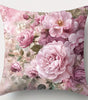 Pink Peony Floral Throw Pillow Cover – Polyester, 15.75–23.62 in Square, Cover Only