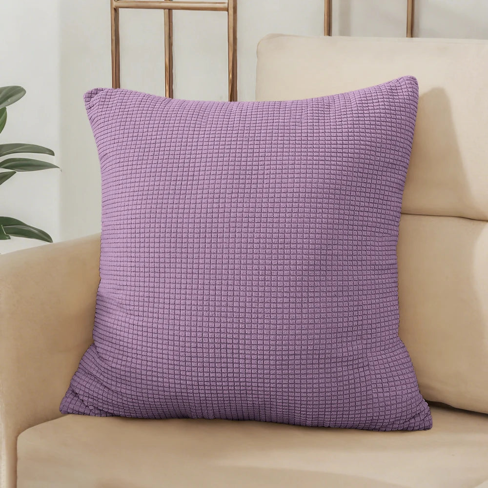 Solid Purple Jacquard Polyester Pillow Cover – 8 Sizes