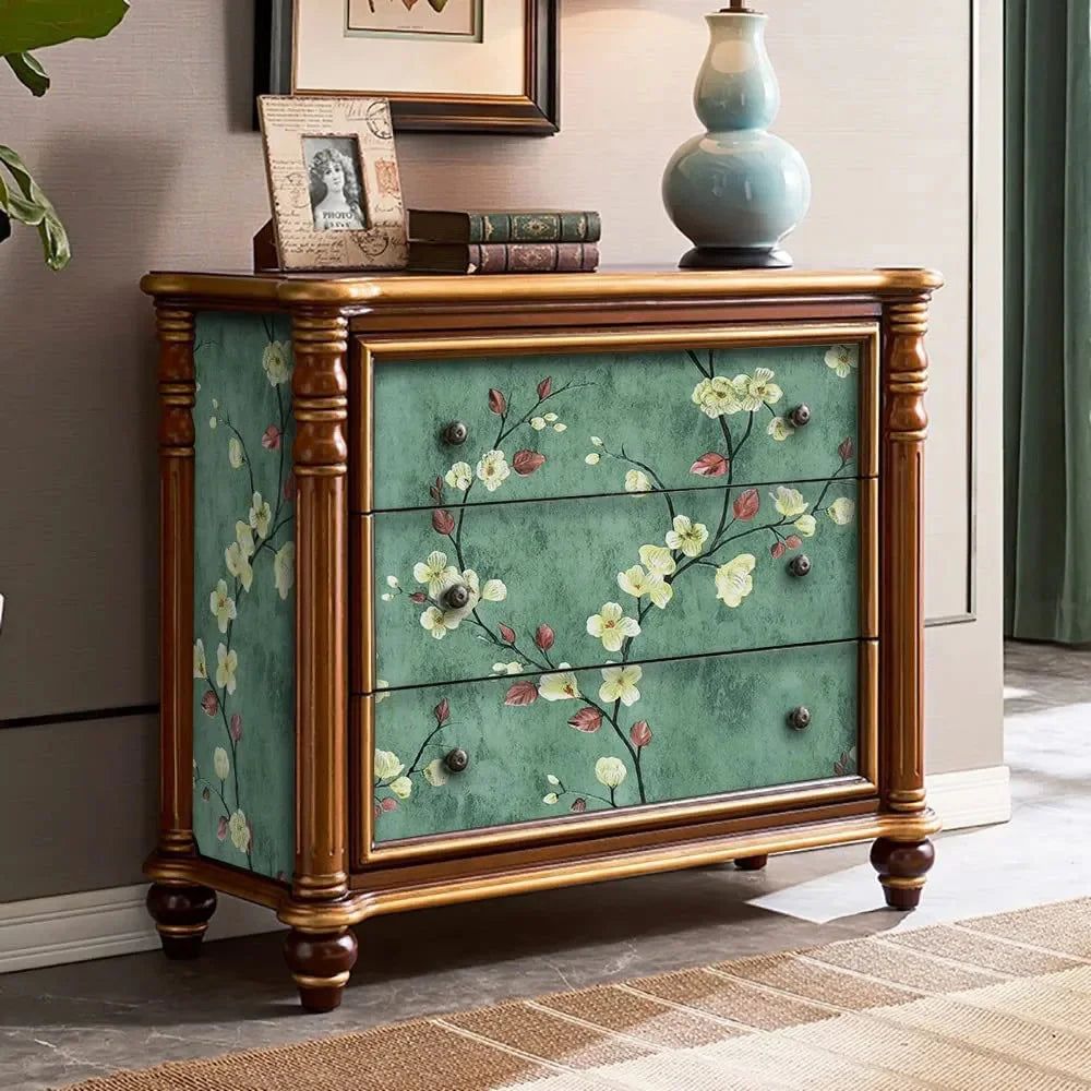 Grey Floral PVC Peel and Stick Waterproof Wallpaper for Furniture and Walls
