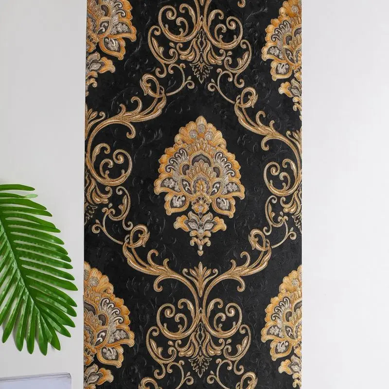 Luxury Damask 3D Embossed Waterproof PVC Traditional Wallpaper – Extra Thick, Washable & Fireproof