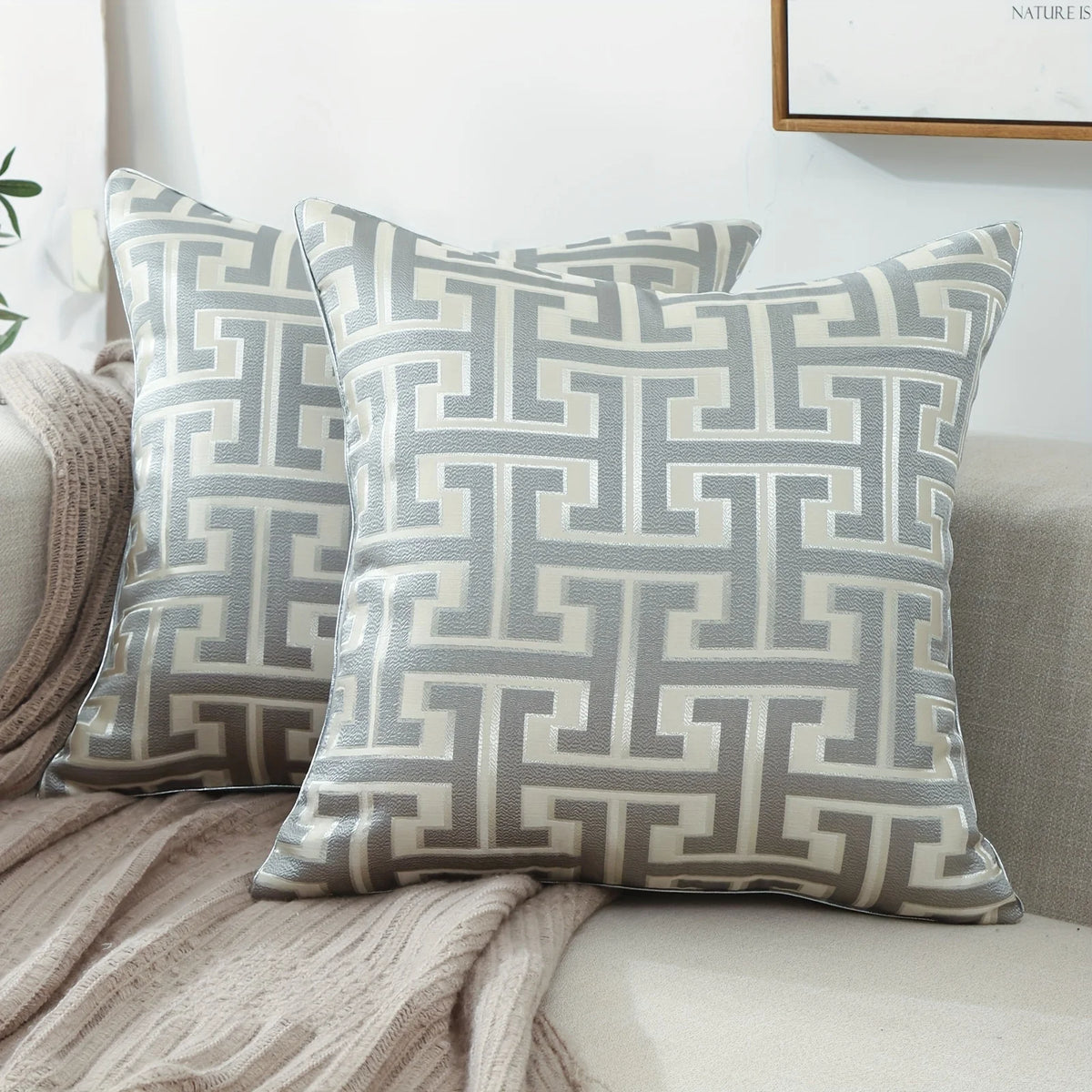 Geometric Jacquard Throw Pillow Cover with Hidden Zipper – 17.72 × 17.72 in (45 × 45 cm), Cover Only