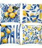 Coastal Lemon Polyester Pillow Covers, Set of 4 – 15.75, 17.72, 19.69 or 23.62 in Square (40, 45, 50 or 60 cm)
