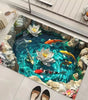 3D Koi & Lotus Non-Slip Flannel Doormat – Soft Absorbent Washable Floor Mat for Entrance & Bathroom