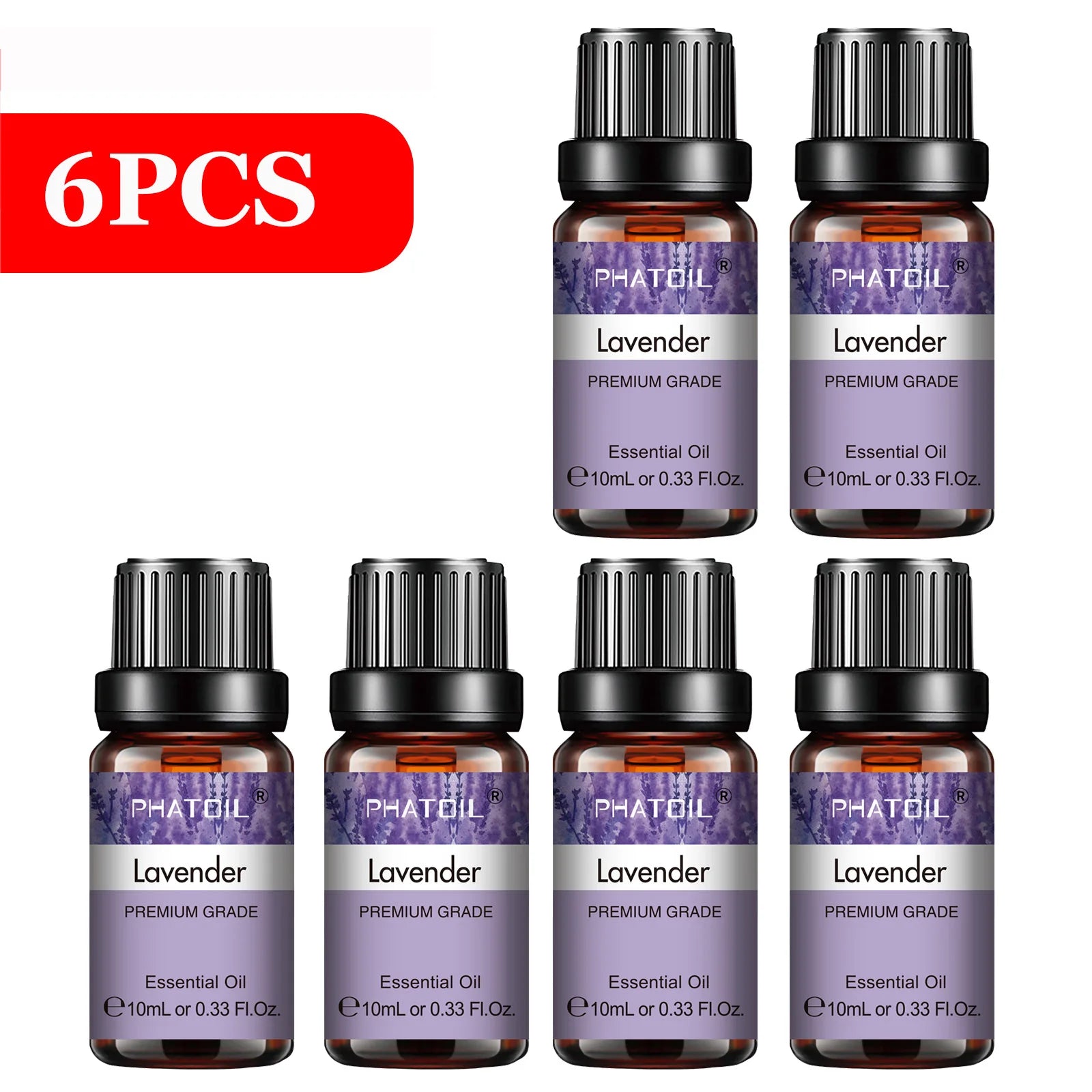 PHATOIL 6-Piece 10ml Pure Essential Oil Set for Diffusers