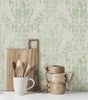 Vintage Green Damask Waterproof Traditional or Peel-and-Stick Wallpaper Roll – 50 × 300 cm