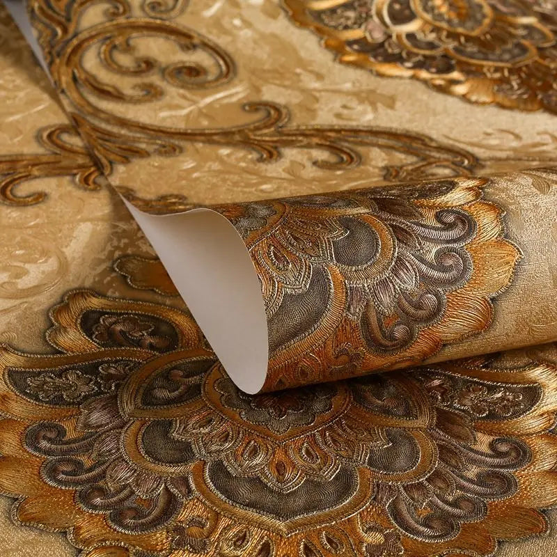 Luxury Damask 3D Embossed Waterproof PVC Traditional Wallpaper – Extra Thick, Washable & Fireproof