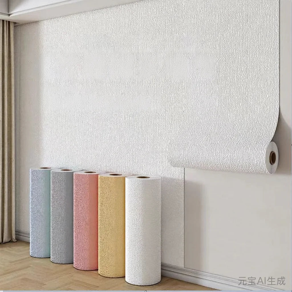 10m Linen-Textured 3D Foam Waterproof, Oil-Resistant & Flame-Retardant Peel-and-Stick Wallpaper
