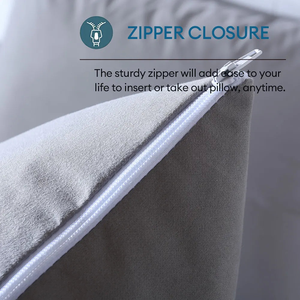 Waterproof Polyester Microfiber Zipper Pillow Protectors – 19.69 × 27.56 in (50 × 70 cm), Set of 2