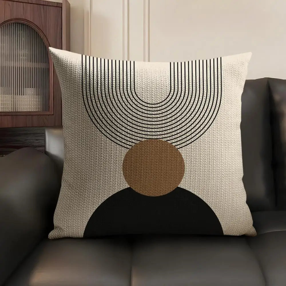 Minimalist Geometric Line Pillow Cover – Design 5, 5 Sizes