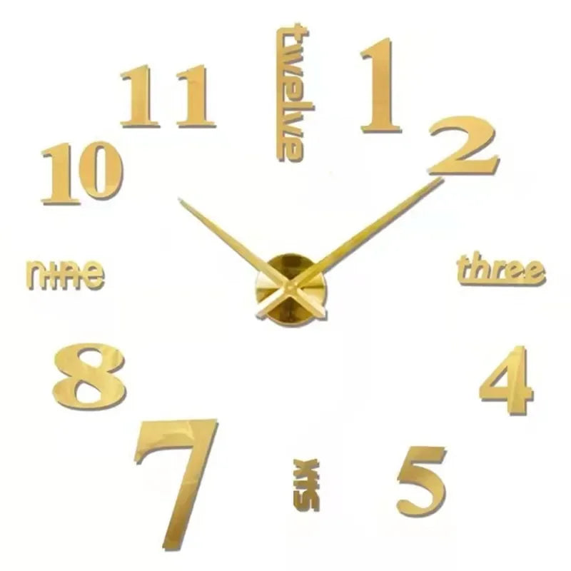 Gold Acrylic Mirror DIY Wall Clock – 11 Designs, 36 or 48 Inch