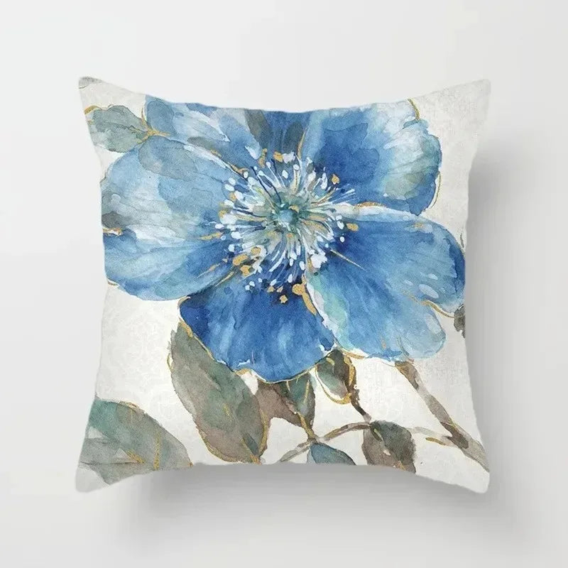Ginkgo & Floral Polyester Pillow Cover – 17.72 × 17.72 in (45 × 45 cm), 1 Piece