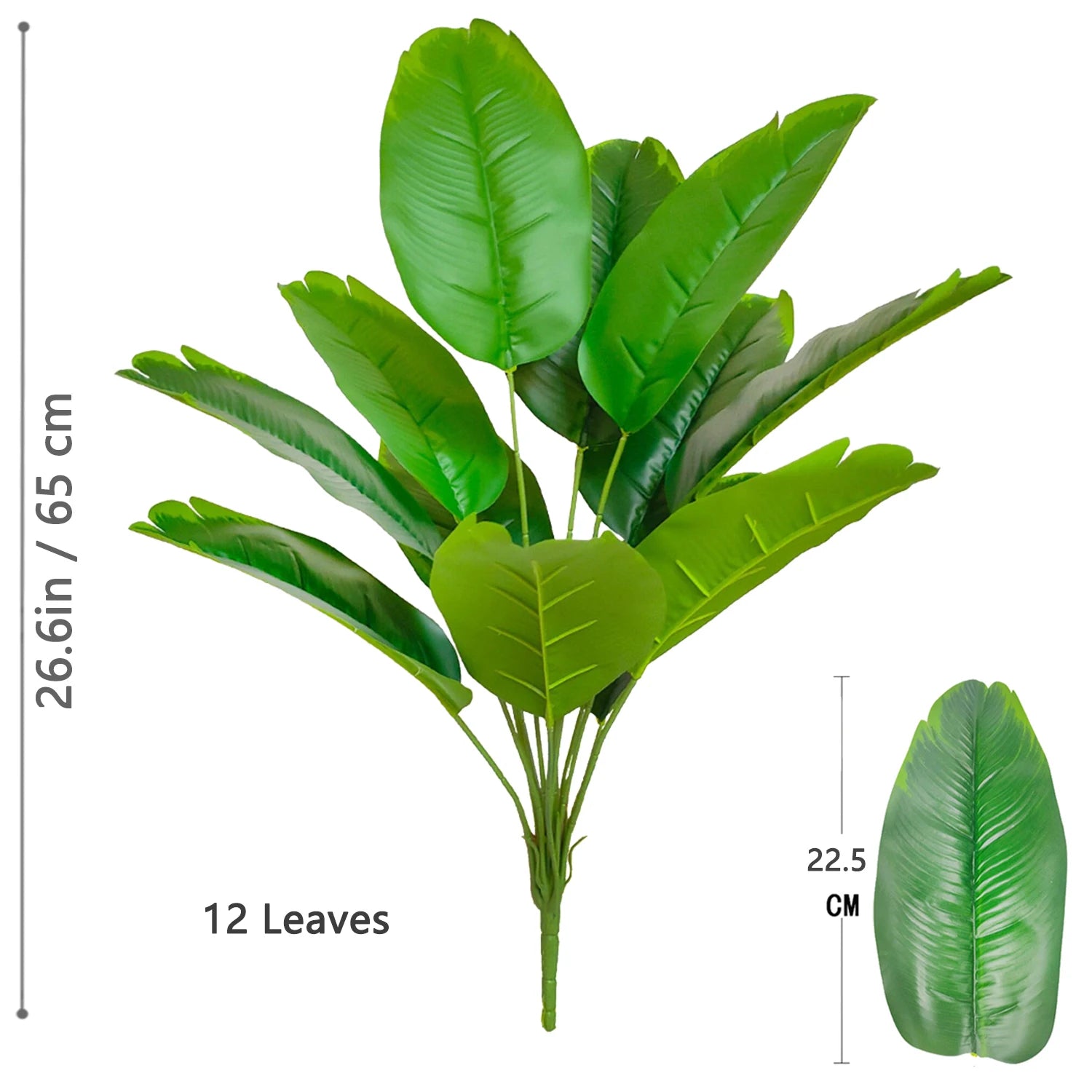 Large Artificial Bird of Paradise Plant Leaves – Real Touch Tropical Strelitzia Faux Greenery for Home & Garden Decor