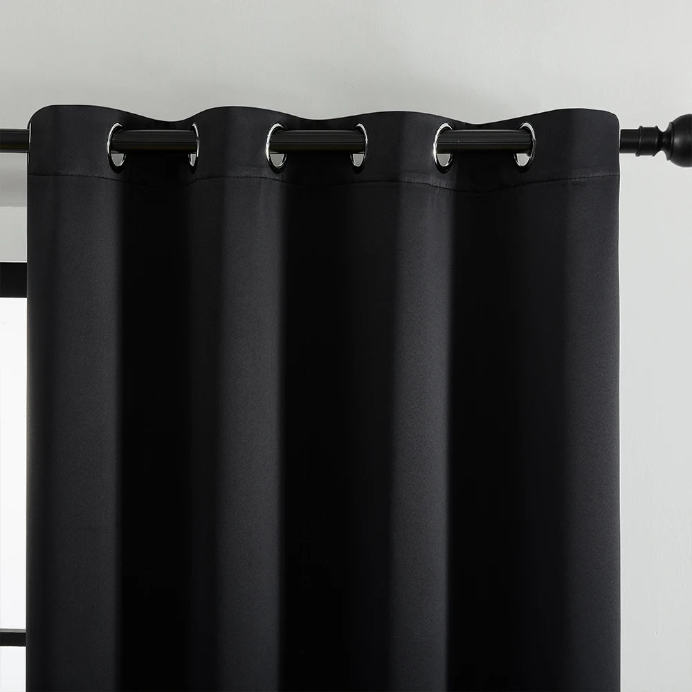 Black 70%–90% Grommet Semi-Light Blocking Curtain Panel