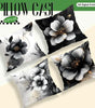 Black & White Floral Polyester Peachskin Pillow Cover – Designs 1–2, 4 Sizes