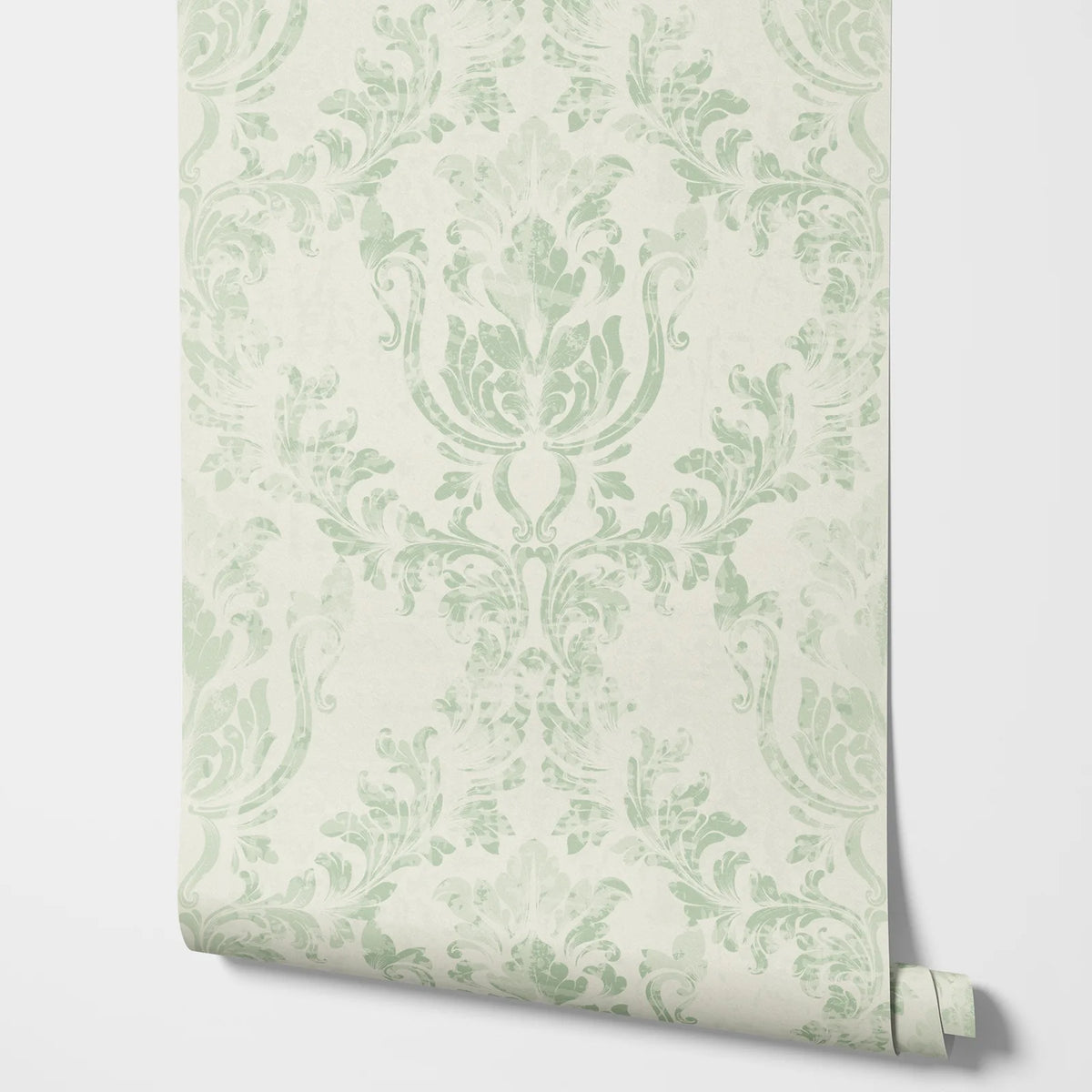 Vintage Green Damask Waterproof Traditional or Peel-and-Stick Wallpaper Roll – 50 × 300 cm
