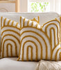 Yellow Geometric Embroidered Polyester Pillow Covers – 17.72 in (45 cm) Square, Set of 2