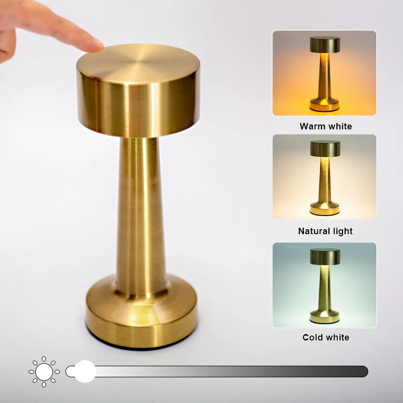 USB Rechargeable LED Table Lamp – Wireless Touch Control, 3 Color Dimmable Bedside Mood Light for Home
